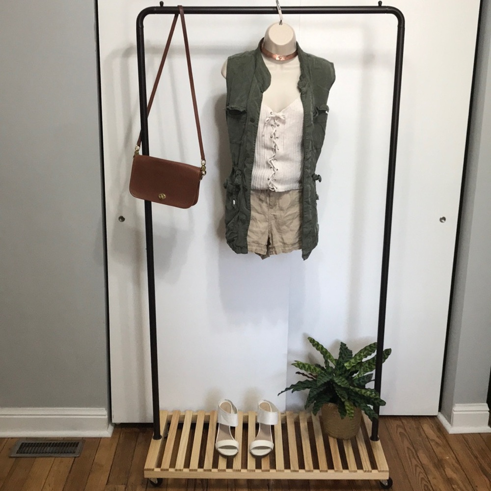 Lace/up knit tank